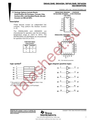 SN74ALS04BDBRE4 datasheet  